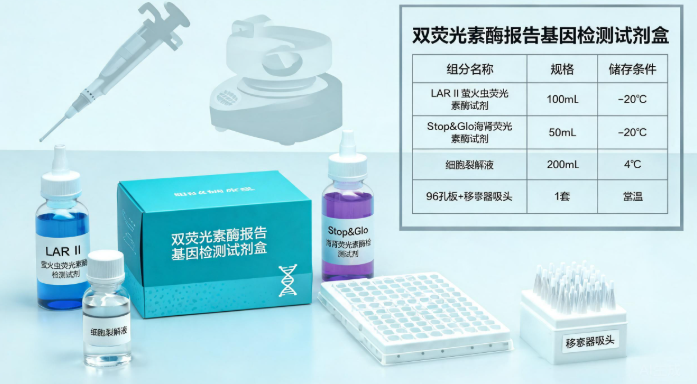 双荧光素酶检测试剂盒产品展示与组成成分