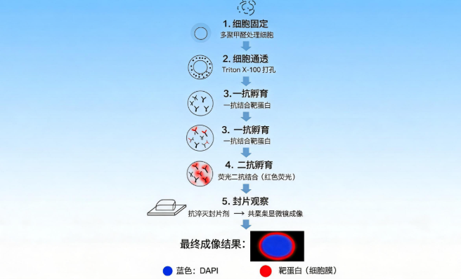 免疫荧光染色实验步骤流程图